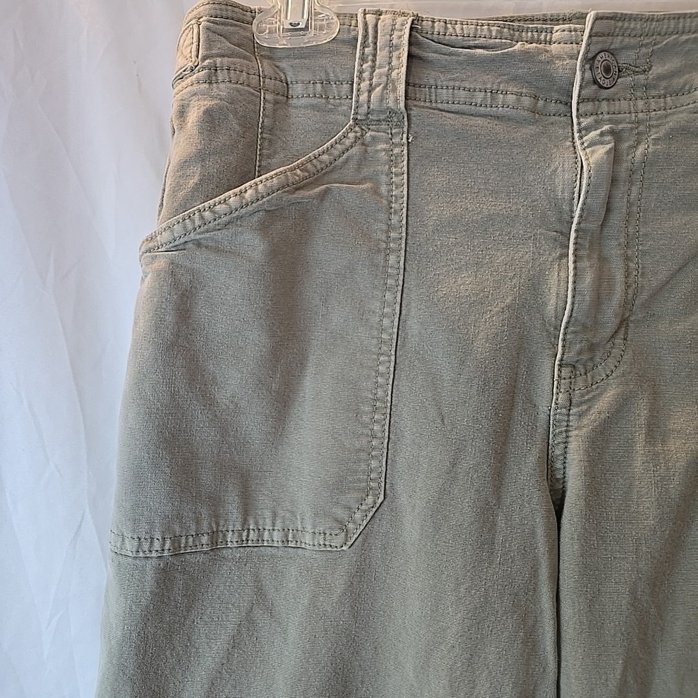 American Eagle Stretch Stovepipe Canvas Pants Green Sz 10 Long Festival Y2K - Picture 5 of 16
